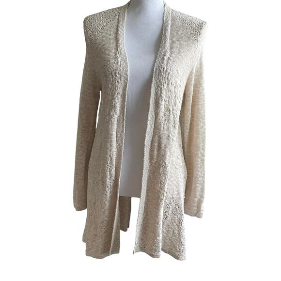 Style & Co Women Cardigan Sweater M‎ Oatmeal Open Front Boho Cottage Practical - Picture 1 of 10
